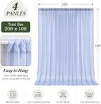 20ft×10ft Wrinkle Free Baby Blue Backdrop Curtain Drapes, 4 Panels 5ftx10ft Sheer Tulle Chiffon Backdrop Panels, alternate