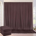 20ft×10ft Wrinkle Free Brown Backdrop Curtain for Parties, 4 Panels 5×10ft Soft Silky Polyester Umber Backdrop