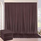 20ft×10ft Wrinkle Free Brown Backdrop Curtain for Parties, 4 Panels 5×10ft Soft Silky Polyester Umber Backdrop