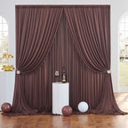 20ft×10ft Wrinkle Free Brown Backdrop Curtain for Parties, 4 Panels 5×10ft Soft Silky Polyester Umber Backdrop, alternate