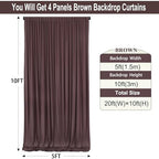 20ft×10ft Wrinkle Free Brown Backdrop Curtain for Parties, 4 Panels 5×10ft Soft Silky Polyester Umber Backdrop, alternate