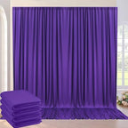 20ft×10ft Wrinkle Free Dark Purple Backdrop Curtain for Party, 4 Panels 5ft×10ft Soft Silky Polyester Purple