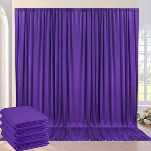 20ft×10ft Wrinkle Free Dark Purple Backdrop Curtain for Party, 4 Panels 5ft×10ft Soft Silky Polyester Purple