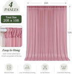 20ft×10ft Wrinkle Free Dusty Rose Backdrop Curtain Drapes, 4 Panels 5ftx10ft Sheer Tulle Chiffon Backdrop Panels, alternate