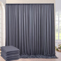 20ft×10ft Wrinkle Free Grey Backdrop Curtain for Parties, 4 Panels 5×10ft Soft Silky Polyester Charcoal Photo