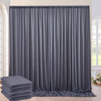 20ft×10ft Wrinkle Free Grey Backdrop Curtain for Parties, 4 Panels 5×10ft Soft Silky Polyester Charcoal Photo
