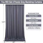 20ft×10ft Wrinkle Free Grey Backdrop Curtain for Parties, 4 Panels 5×10ft Soft Silky Polyester Charcoal Photo, alternate view