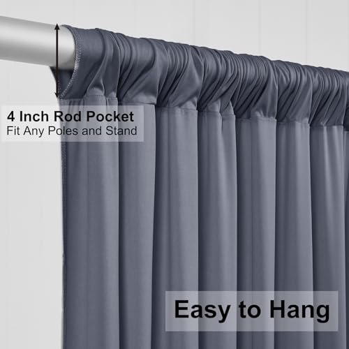 20ft×10ft Wrinkle Free Grey Backdrop Curtain for Parties, 4 Panels 5×10ft Soft Silky Polyester Charcoal Photo, alternate view