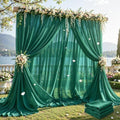 20ft×10ft Wrinkle Free Hunter Green Backdrop Curtain Drapes, 4 Panels 5ftx10ft Sheer Tulle Chiffon Backdrop