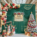 20ft×10ft Wrinkle Free Hunter Green Backdrop Curtain Drapes, 4 Panels 5ftx10ft Sheer Tulle Chiffon Backdrop, alternate view 2