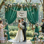 20ft×10ft Wrinkle Free Hunter Green Backdrop Curtain Drapes, 4 Panels 5ftx10ft Sheer Tulle Chiffon Backdrop, alternate view 6