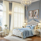 20ft×10ft Wrinkle Free Ivory Backdrop Curtain Drapes, 4 Panels 5ftx10ft Sheer Tulle Chiffon Backdrop Panels, alternate view 7