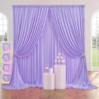 20ft×10ft Wrinkle Free Lavender Backdrop Curtain for Party, 4 Panels 5×10ft Soft Silky Polyester Light Purple, alternate view