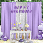 20ft×10ft Wrinkle Free Lavender Backdrop Curtain for Party, 4 Panels 5×10ft Soft Silky Polyester Light Purple, alternate view