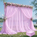 20ft×10ft Wrinkle Free Light Purple Backdrop Curtain Drapes, 4 Panels 5ftx10ft Sheer Tulle Chiffon Backdrop