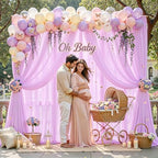 20ft×10ft Wrinkle Free Light Purple Backdrop Curtain Drapes, 4 Panels 5ftx10ft Sheer Tulle Chiffon Backdrop, alternate view 4