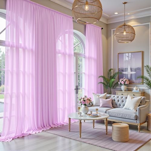20ft×10ft Wrinkle Free Light Purple Backdrop Curtain Drapes, 4 Panels 5ftx10ft Sheer Tulle Chiffon Backdrop, alternate view 6