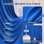 20ft×10ft Wrinkle Free Royal Blue Backdrop Curtain for Parties, 4 Panels 5×10ft Soft Silky Polyester Blue Photo, alternate