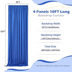 20ft×10ft Wrinkle Free Royal Blue Backdrop Curtain for Parties, 4 Panels 5×10ft Soft Silky Polyester Blue Photo, alternate
