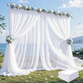 20ft×10ft Wrinkle Free White Backdrop Curtain Drapes, 4 Panels 5ftx10ft Sheer Tulle Chiffon Backdrop Panels
