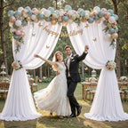 20ft×10ft Wrinkle Free White Backdrop Curtain Drapes, 4 Panels 5ftx10ft Sheer Tulle Chiffon Backdrop Panels, alternate view 2