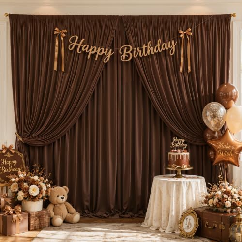 20ft×12ft Brown Backdrop Curtain for Wedding Parties, Wrinkle Free Polyester Photo Backdrop Drapes for Baby, alternate view 3