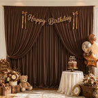 20ft×12ft Brown Backdrop Curtain for Wedding Parties, Wrinkle Free Polyester Photo Backdrop Drapes for Baby, alternate view 3