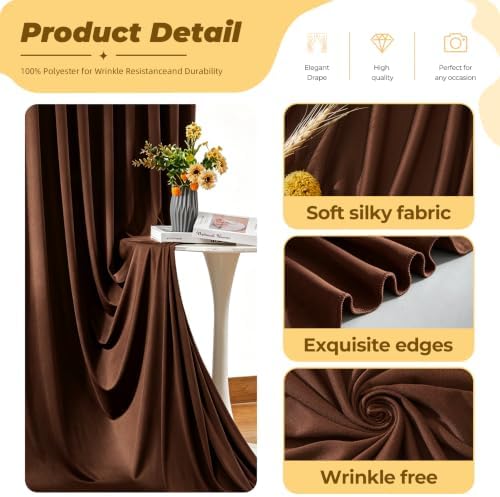 20ft×12ft Brown Backdrop Curtain for Wedding Parties, Wrinkle Free Polyester Photo Backdrop Drapes for Baby, alternate view 4