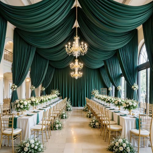 20ft×12ft Hunter Green Backdrop Curtain for Wedding Parties, Wrinkle Free Polyester Photo Backdrop Drapes for, alternate view
