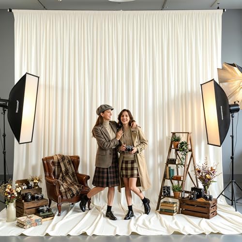 20ft×12ft Ivory Backdrop Curtain for Wedding Parties, Wrinkle Free Polyester Photo Backdrop Drapes for Baby, alternate view 7