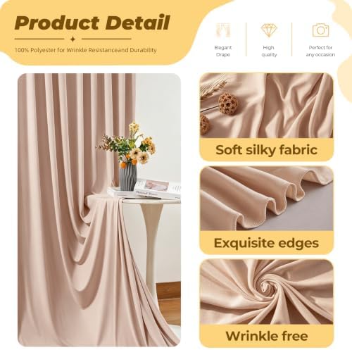 20ft×12ft Nude Backdrop Curtain for Wedding Parties, Wrinkle Free Polyester Photo Backdrop Drapes for Baby, alternate view 4