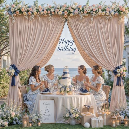 20ft×12ft Nude Backdrop Curtain for Wedding Parties, Wrinkle Free Polyester Photo Backdrop Drapes for Baby, alternate view 7