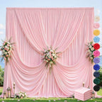 20ft×12ft Pink Backdrop Curtain for Wedding Parties, Wrinkle Free Polyester Photo Backdrop Drapes for Baby