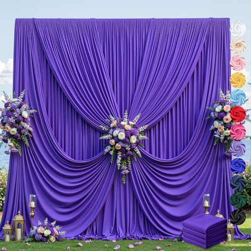 20ft×12ft Purple Backdrop Curtain for Wedding Parties, Wrinkle Free Polyester Photo Backdrop Drapes for Baby