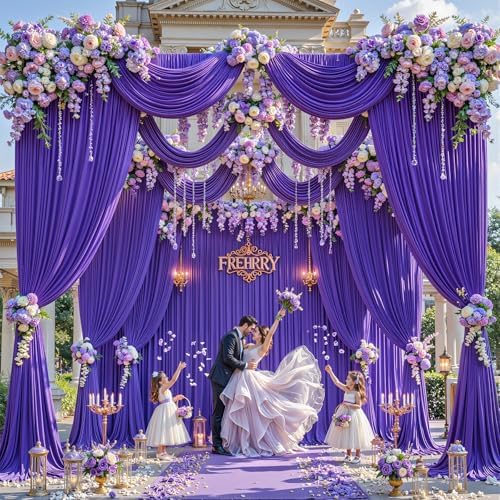20ft×12ft Purple Backdrop Curtain for Wedding Parties, Wrinkle Free Polyester Photo Backdrop Drapes for Baby, alternate view