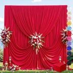 20ft×12ft Red Backdrop Curtain for Wedding Parties, Wrinkle Free Polyester Photo Backdrop Drapes for Baby
