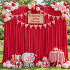 20ft×12ft Red Backdrop Curtain for Wedding Parties, Wrinkle Free Polyester Photo Backdrop Drapes for Baby, alternate view 7