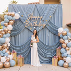 20ft×12ft Wrinkle Free Dusty Blue Backdrop Curtain for Wedding Parties,4 Panels 5×12ft Long Silky Photo, alternate view 2