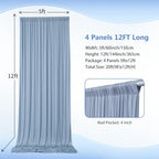 20ft×12ft Wrinkle Free Dusty Blue Backdrop Curtain for Wedding Parties,4 Panels 5×12ft Long Silky Photo, alternate view 3