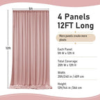 20ft×12ft Wrinkle Free Dusty Pink Backdrop Curtains for Wedding Parties in 12ft Long_4 Panels in Dusty Pink, alternate view 2