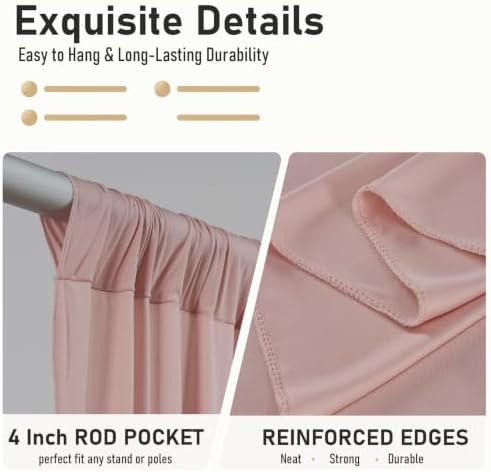 20ft×12ft Wrinkle Free Dusty Pink Backdrop Curtains for Wedding Parties in 12ft Long_4 Panels in Dusty Pink, alternate view 6