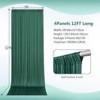 20ft×12ft Wrinkle Free Hunter Green Backdrop Curtain for Wedding Parties, 4 Panels 5×12ft Long Silky Polyester, alternate