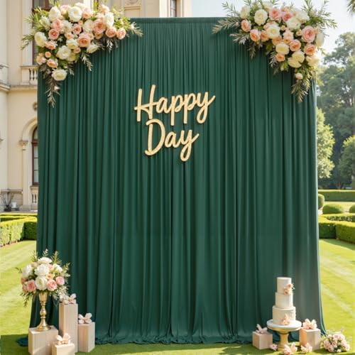 20ft×12ft Wrinkle Free Hunter Green Backdrop Curtain for Wedding Parties, 4 Panels 5×12ft Long Silky Polyester, alternate