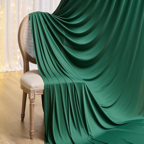 20ft×12ft Wrinkle Free Hunter Green Backdrop Curtain for Wedding Parties, 4 Panels 5×12ft Long Silky Polyester, alternate