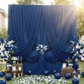 20ft×12ft Wrinkle Free Navy Blue Backdrop Curtain for Wedding Parties, 4 Panels 5×12ft Long Soft Silky Polyester