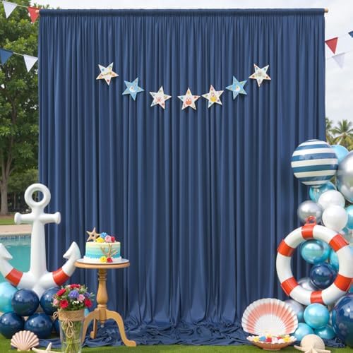 20ft×12ft Wrinkle Free Navy Blue Backdrop Curtain for Wedding Parties, 4 Panels 5×12ft Long Soft Silky Polyester, alternate