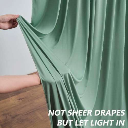 20ft×12ft Wrinkle Free Sage Green Backdrop Curtain for Weddings Parties in 12ft Long_4 Panels in Sage Green, alternate view 3