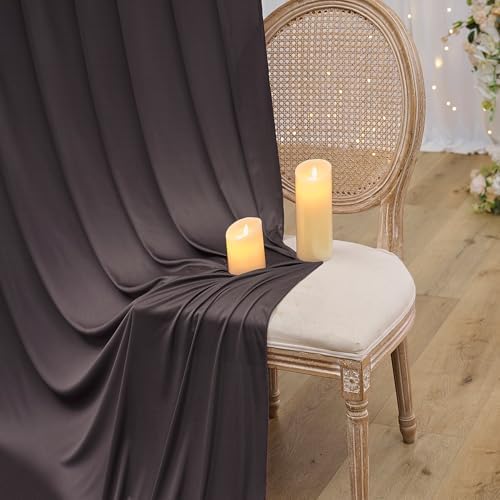 20ft×14ft Brwon Wrinkle Free Backdrop Curtain for Wedding Parties, 4 Panels 5×14ft Long Silky Polyester Photo, alternate view