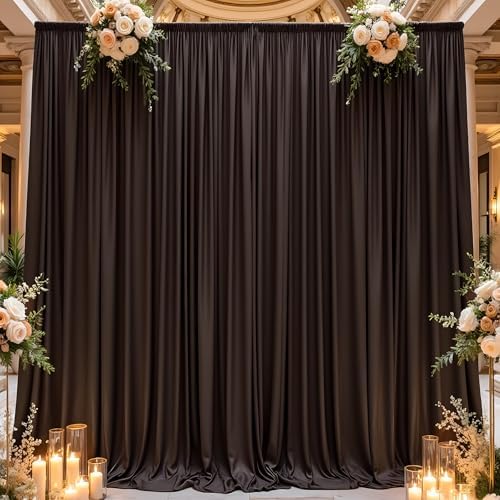 20ft×14ft Brwon Wrinkle Free Backdrop Curtain for Wedding Parties, 4 Panels 5×14ft Long Silky Polyester Photo, alternate view