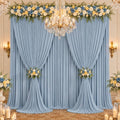 20ft×14ft Wrinkle Free Dusty Blue Backdrop Curtain for Wedding Parties,4 Panels 5×14 ft Long Silky Polyester